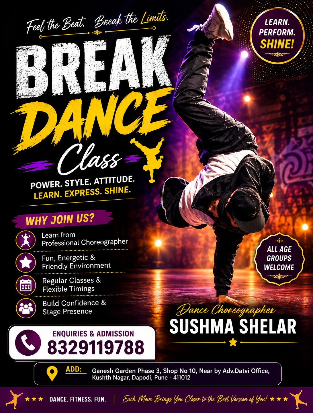 Break dance class promotional poster