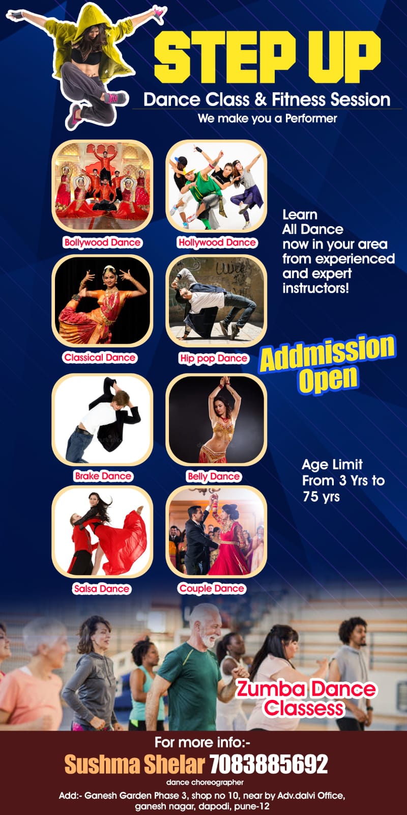 Step Up dance and fitness class poster